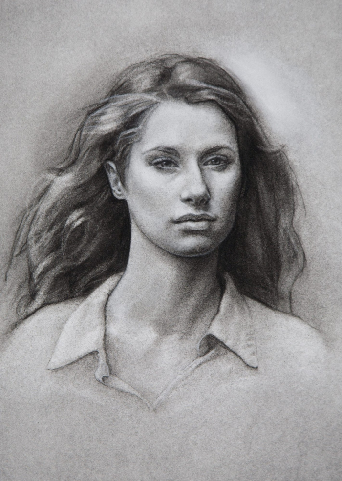 Charcoal and graphite portrait by Angela Jackson