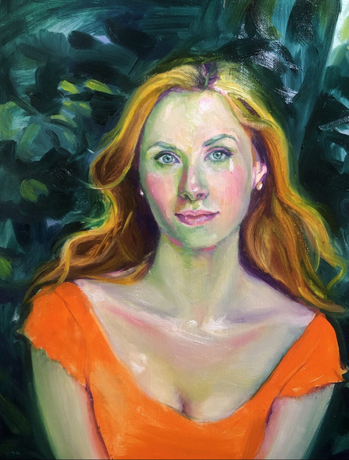 Oil portrait -study of young woman by Angela Jackson