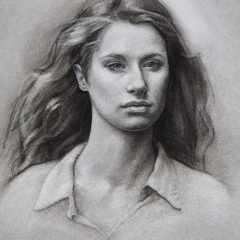 Charcoal and graphite portrait by Angela Jackson