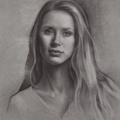 Charcoal and graphite portrait by Angela Jackson
