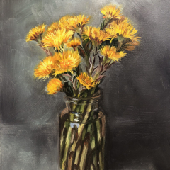 “Coltsfoot “ by Angela Jackson oil on panel